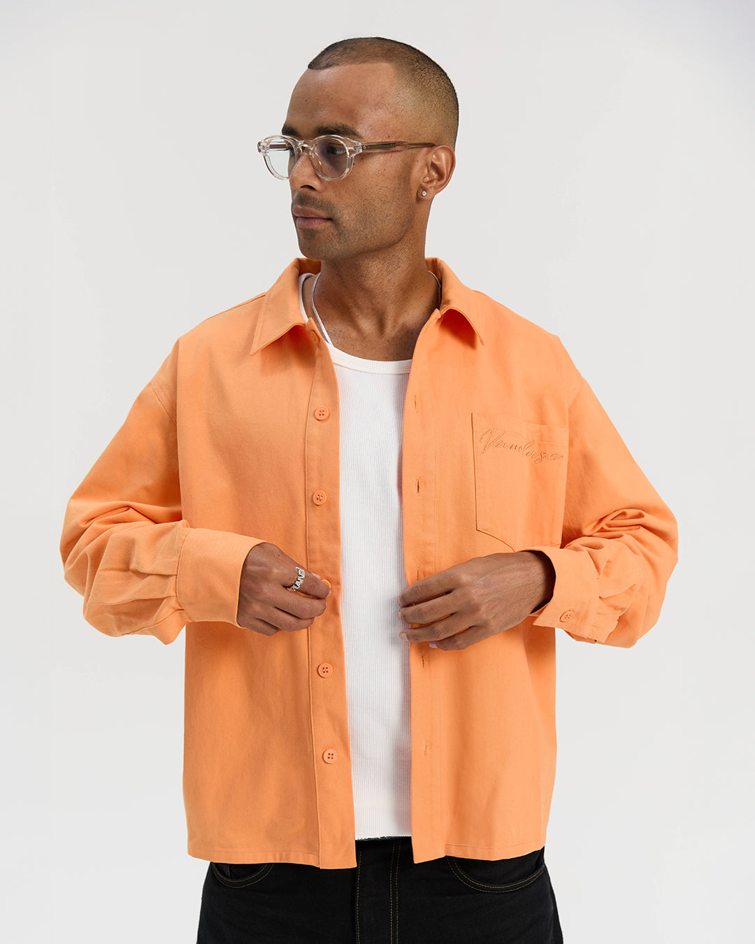 Signature Long Sleeve Over Shirt - Orange