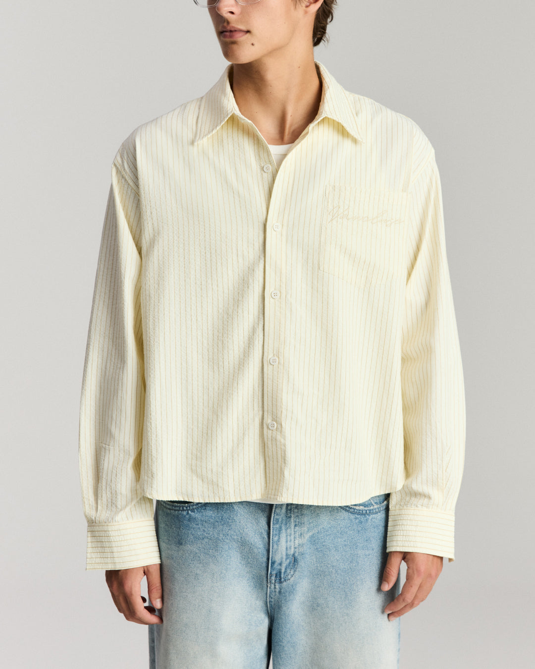 Striped Signature Long Sleeve Shirt - Cream/Brown