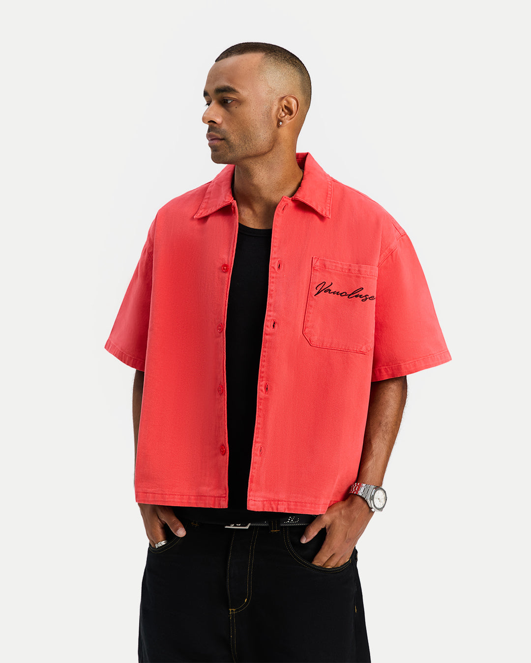 Denim Signature Short Sleeve Shirt - Faded Red