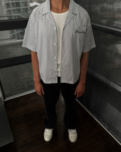 Striped Signature Short Sleeve Shirt - White