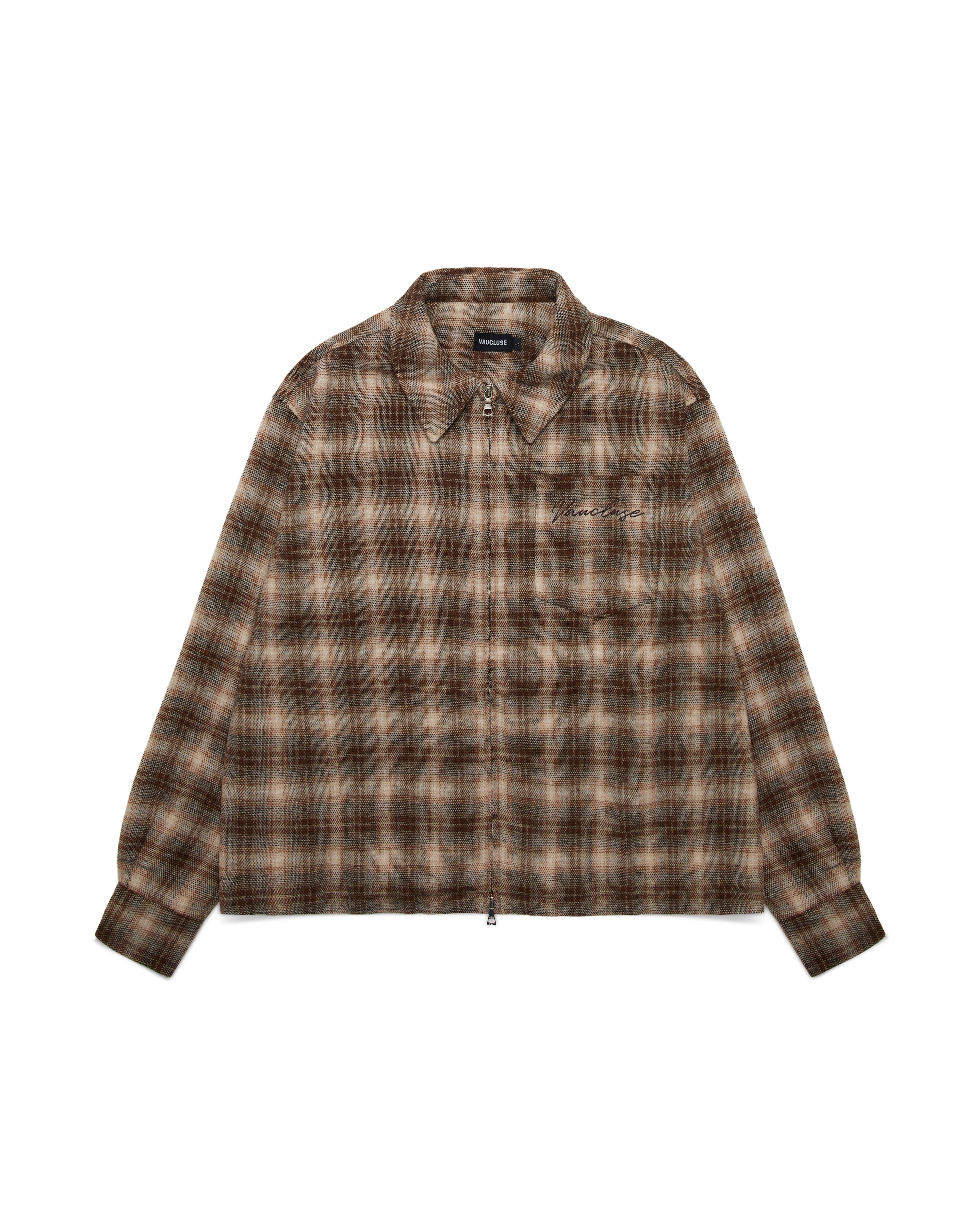 Quilted Flannel Over Shirt - Beige/Brown