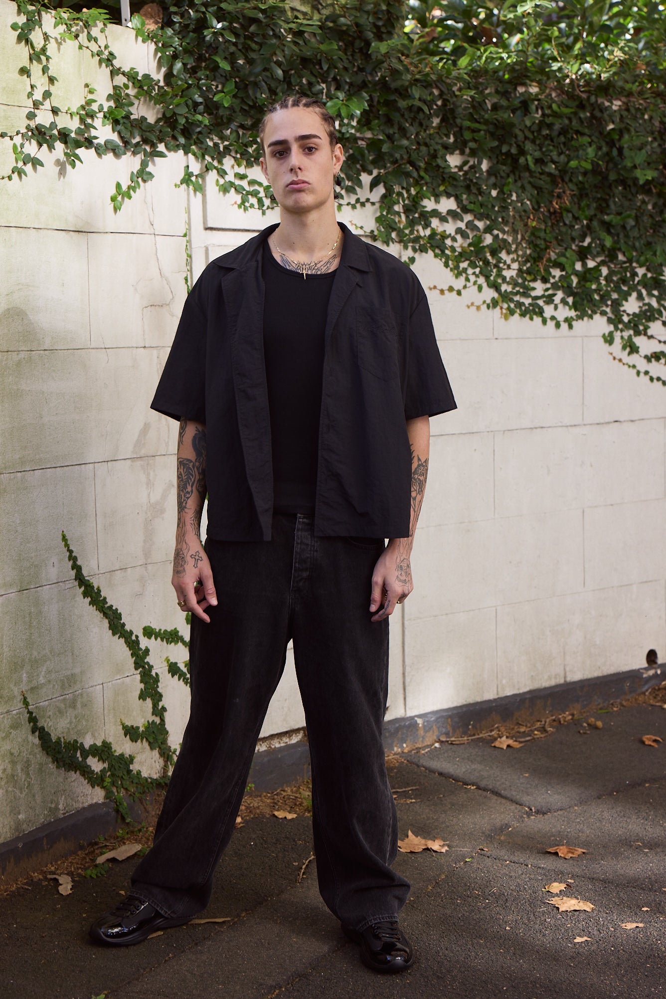 Nylon Signature Short Sleeved Shirt - Black