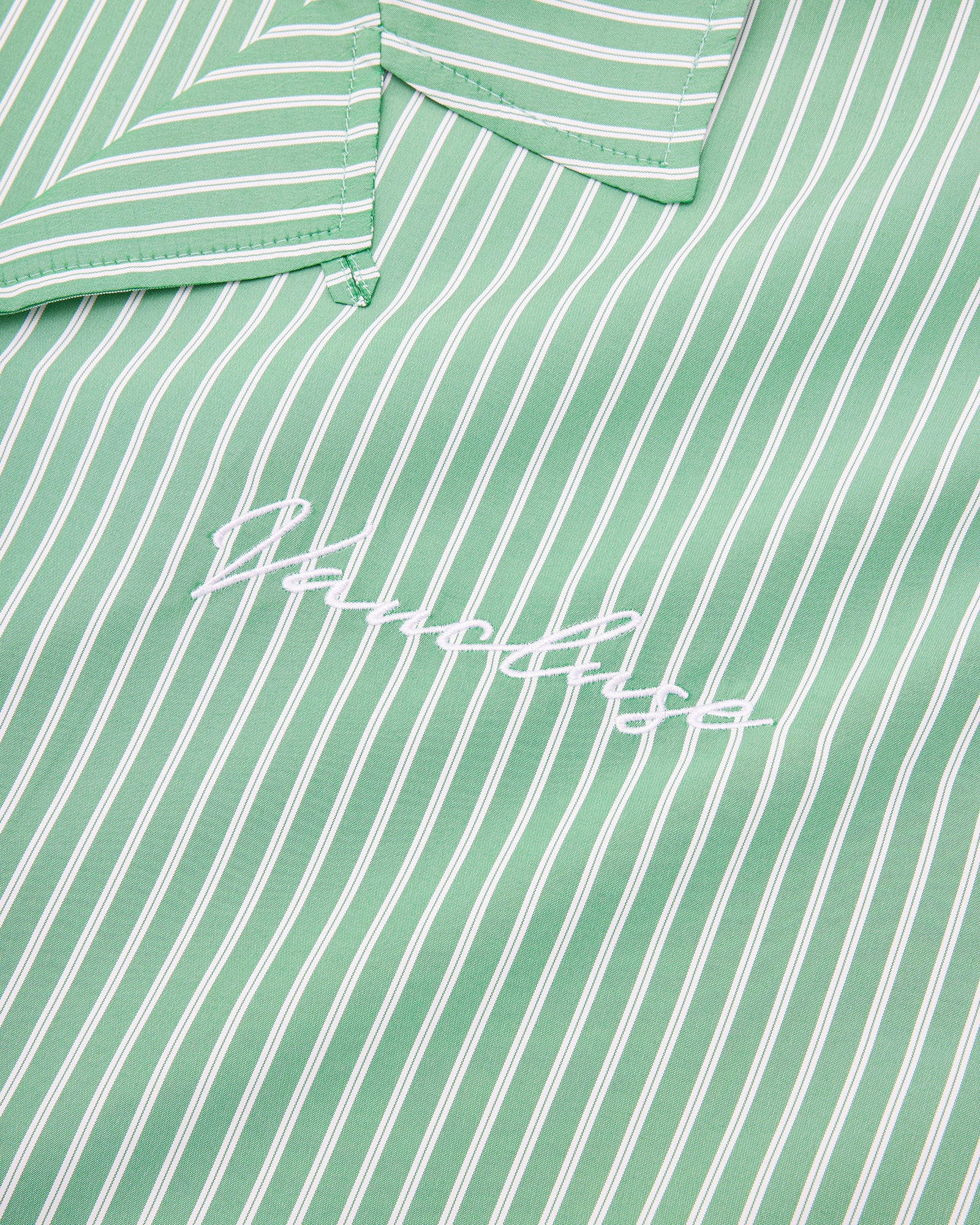 Striped Signature Short Sleeve Shirt - Green/White