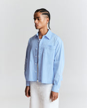 Striped Signature Long Sleeve Shirt - Powder Blue/White