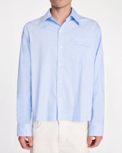 Striped Signature Long Sleeve Shirt - Powder Blue/White