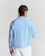 Striped Signature Long Sleeve Shirt - Powder Blue/White