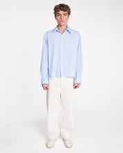 Striped Signature Long Sleeve Shirt - Powder Blue/White