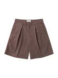 Tailored Double Pleated Shorts - Brown