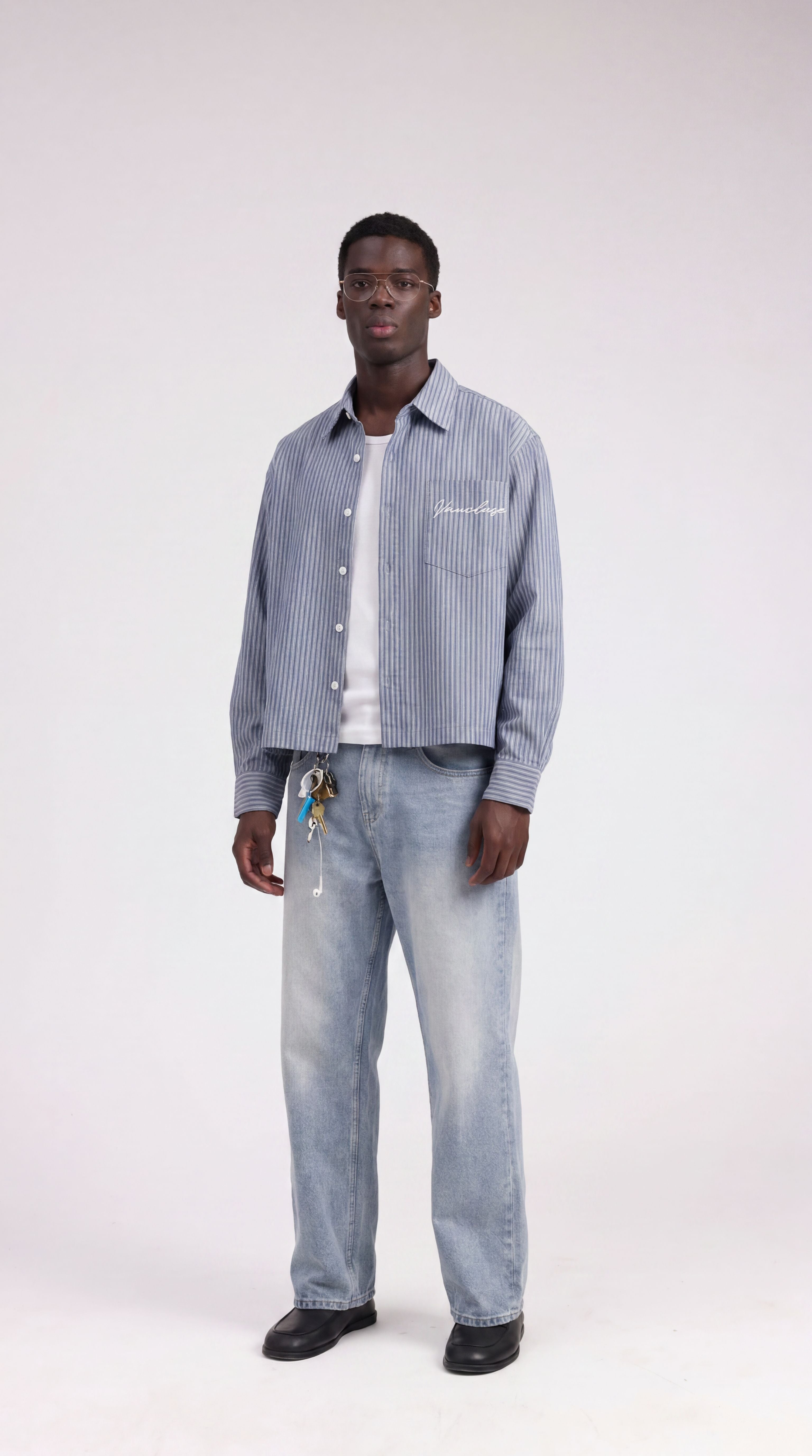 Striped Signature Long Sleeve Shirt - Slate