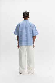 Checkered Signature Short Sleeve Shirt - White/Blue