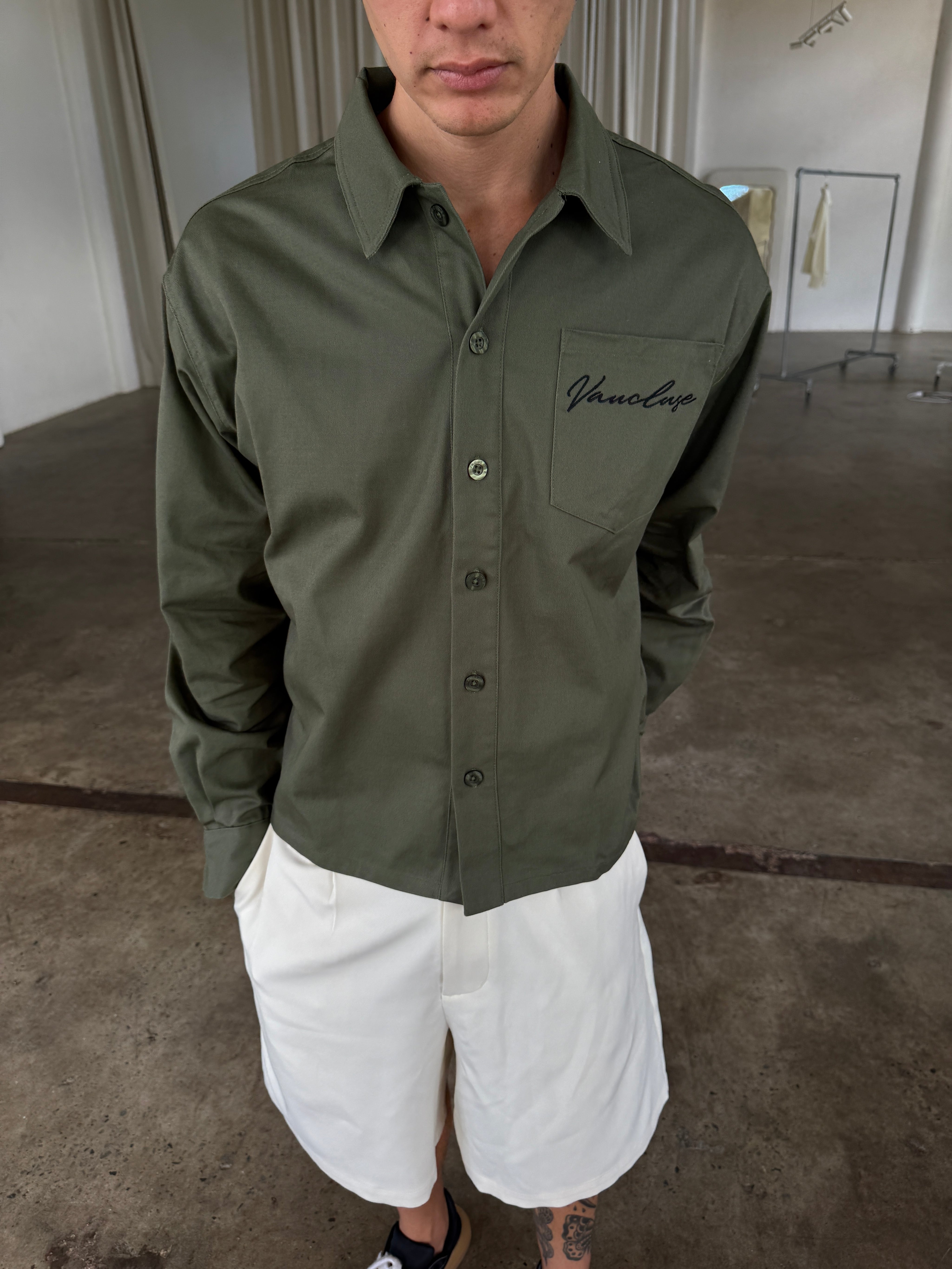 Signature Long Sleeve Over Shirt - Dark Olive