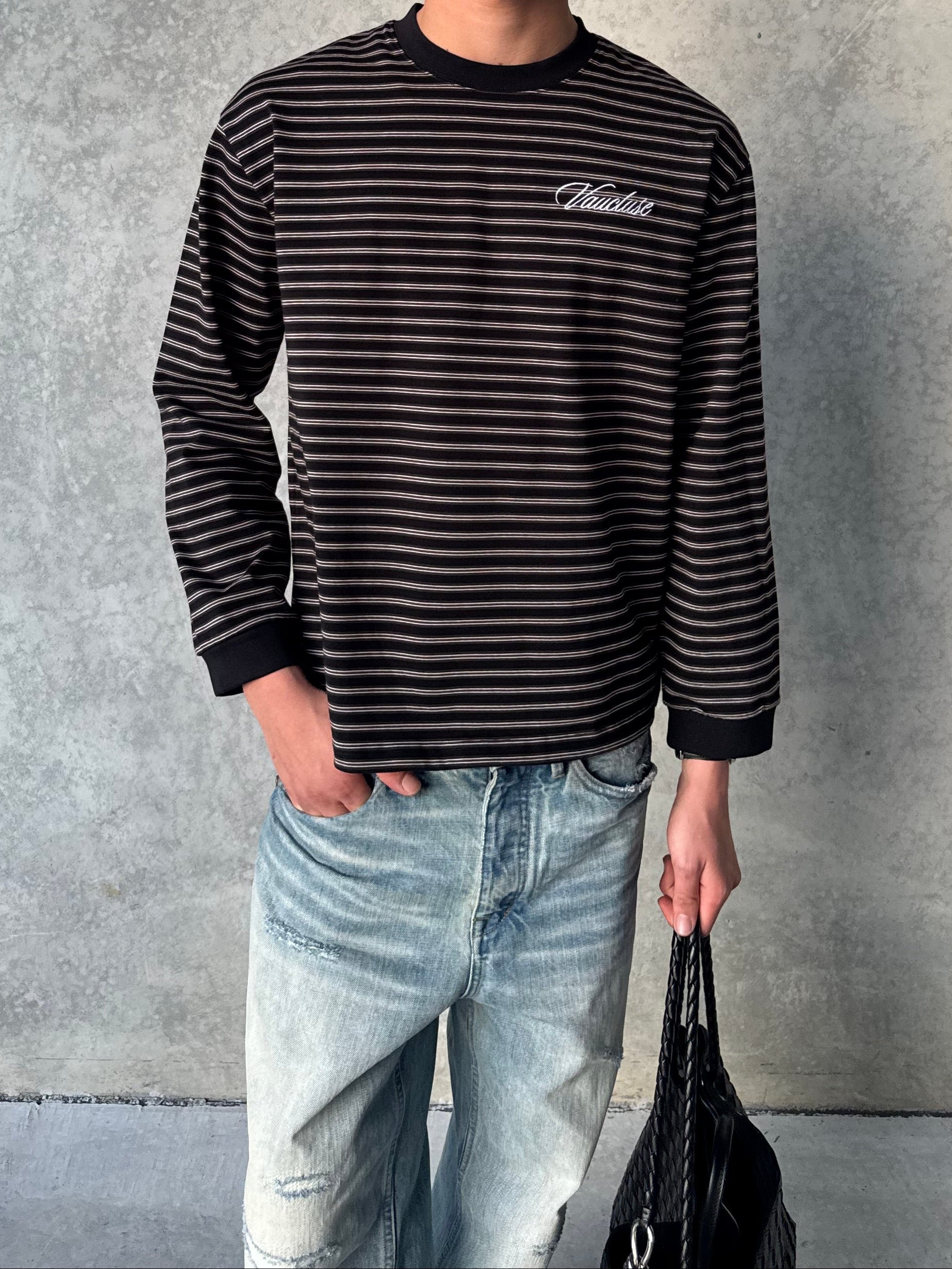 Striped Long Sleeve T-Shirt - Black/White