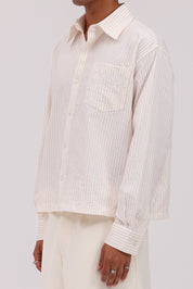 Striped Signature Long Sleeve Shirt - Off White/Pink