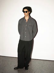 Pinstriped Signature Long Sleeve Shirt - Charcoal/White
