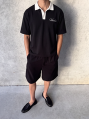 Signature Short Sleeve Polo Shirt - Black/White