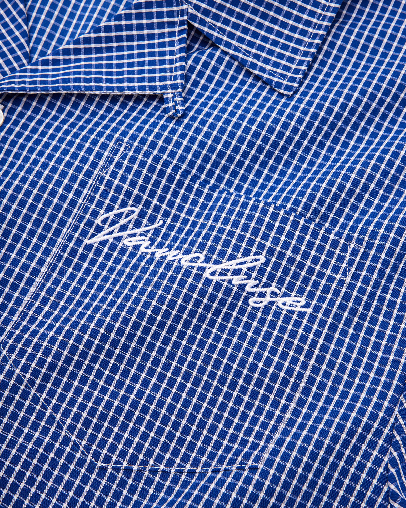 Checkered Signature Short Sleeve Shirt -  Deep Blue/White