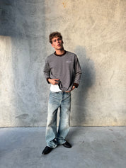 Striped Long Sleeve T-Shirt - Grey/Brown