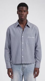 Striped Signature Long Sleeve Shirt - Slate