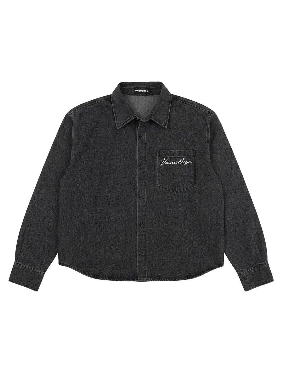 Denim Signature Long Sleeve Shirt - Charcoal