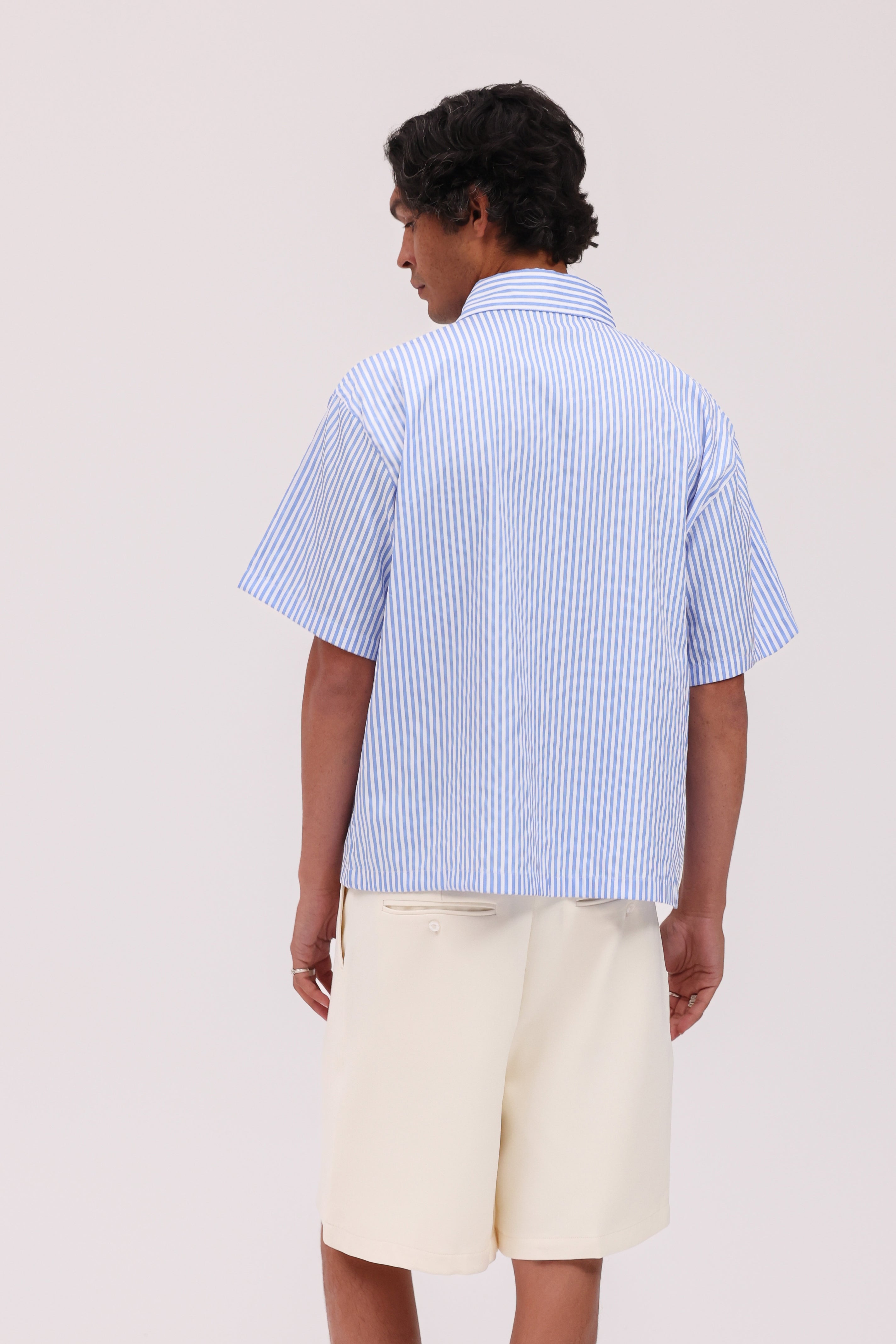 Striped Signature Short Sleeve Shirt - White/Blue