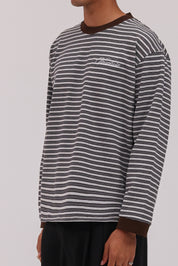 Striped Long Sleeve T-Shirt - Grey/Brown
