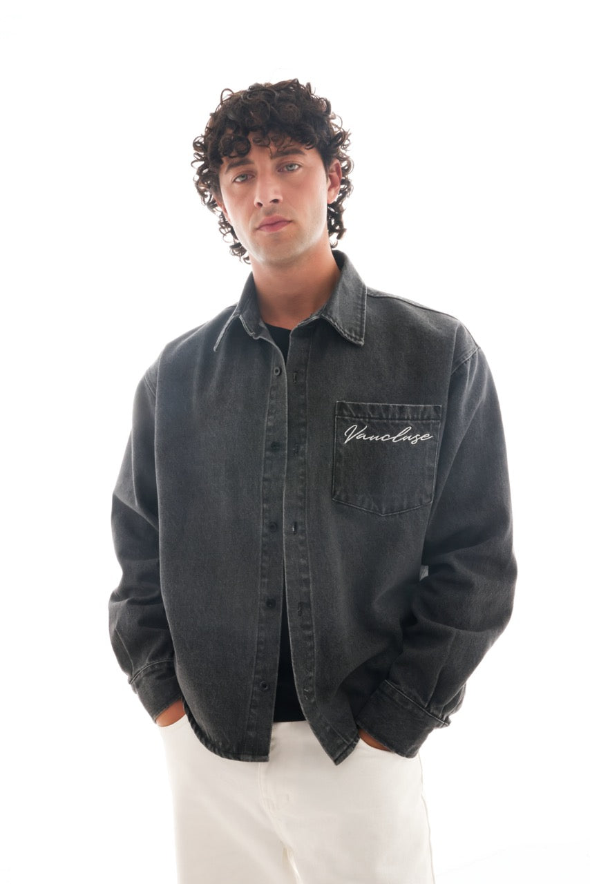 Denim Signature Long Sleeve Shirt - Charcoal
