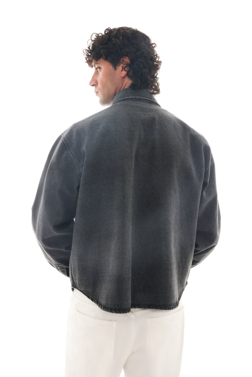 Denim Signature Long Sleeve Shirt - Charcoal