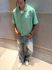 Striped Signature Short Sleeve Shirt - Green/White
