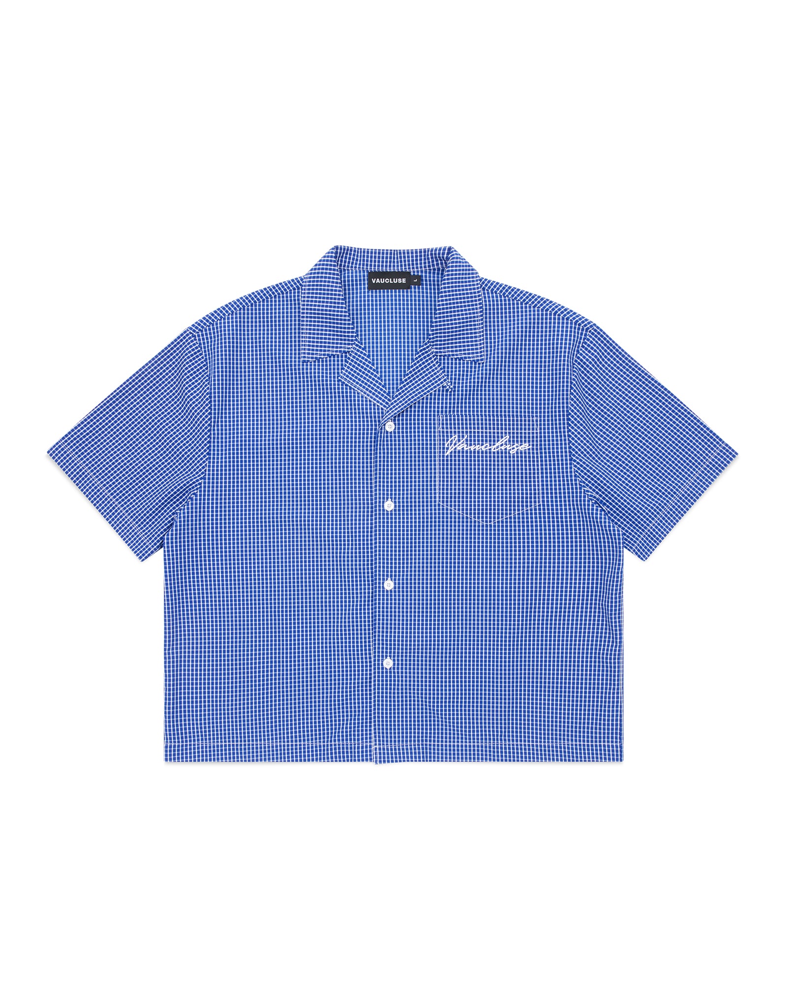 Checkered Signature Short Sleeve Shirt -  Deep Blue/White