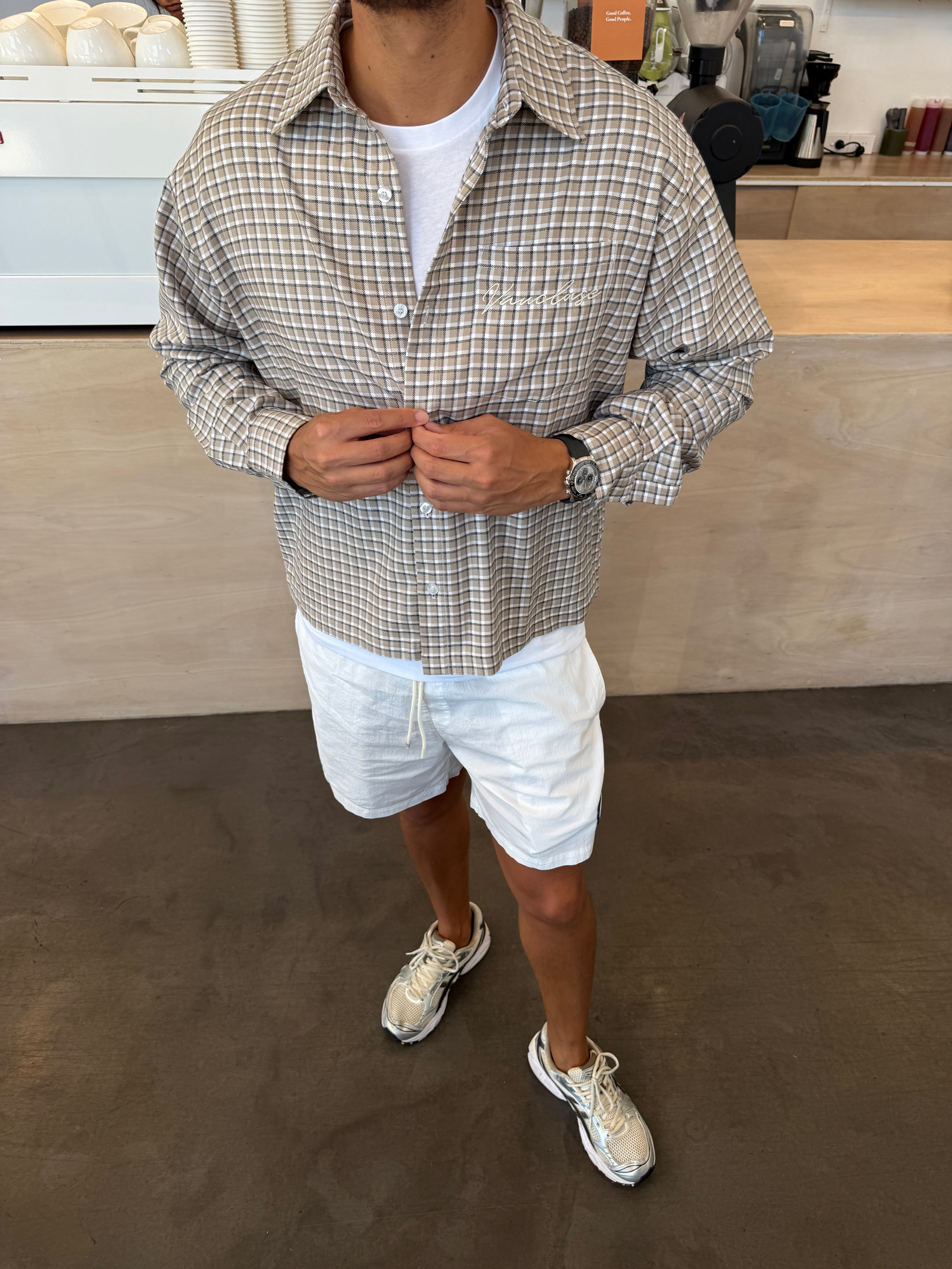 Plaid Signature Long Sleeve Shirt - Stone