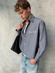 Striped Signature Long Sleeve Shirt - Slate