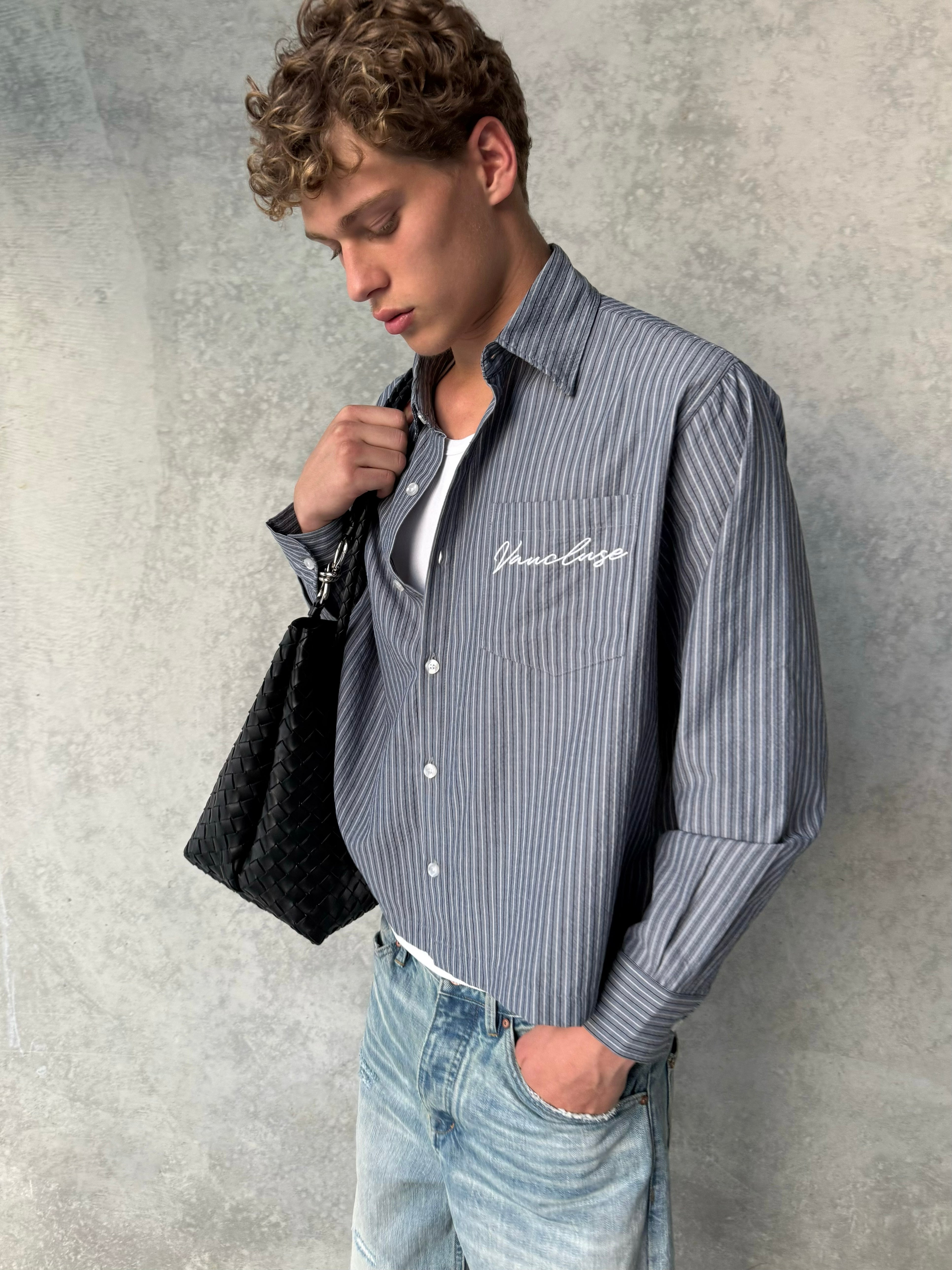 Striped Signature Long Sleeve Shirt - Slate