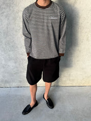 Striped Long Sleeve T-Shirt - Grey/Brown