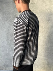 Striped Long Sleeve T-Shirt - Grey/Brown