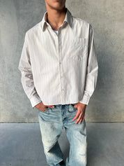 PRE - ORDER Striped Signature Long Sleeve Shirt - Beige/Black