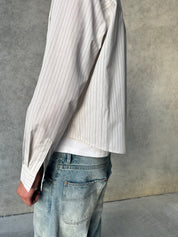 PRE - ORDER Striped Signature Long Sleeve Shirt - Beige/Black