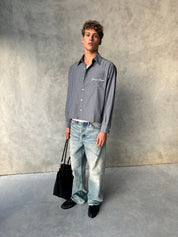 Striped Signature Long Sleeve Shirt - Slate