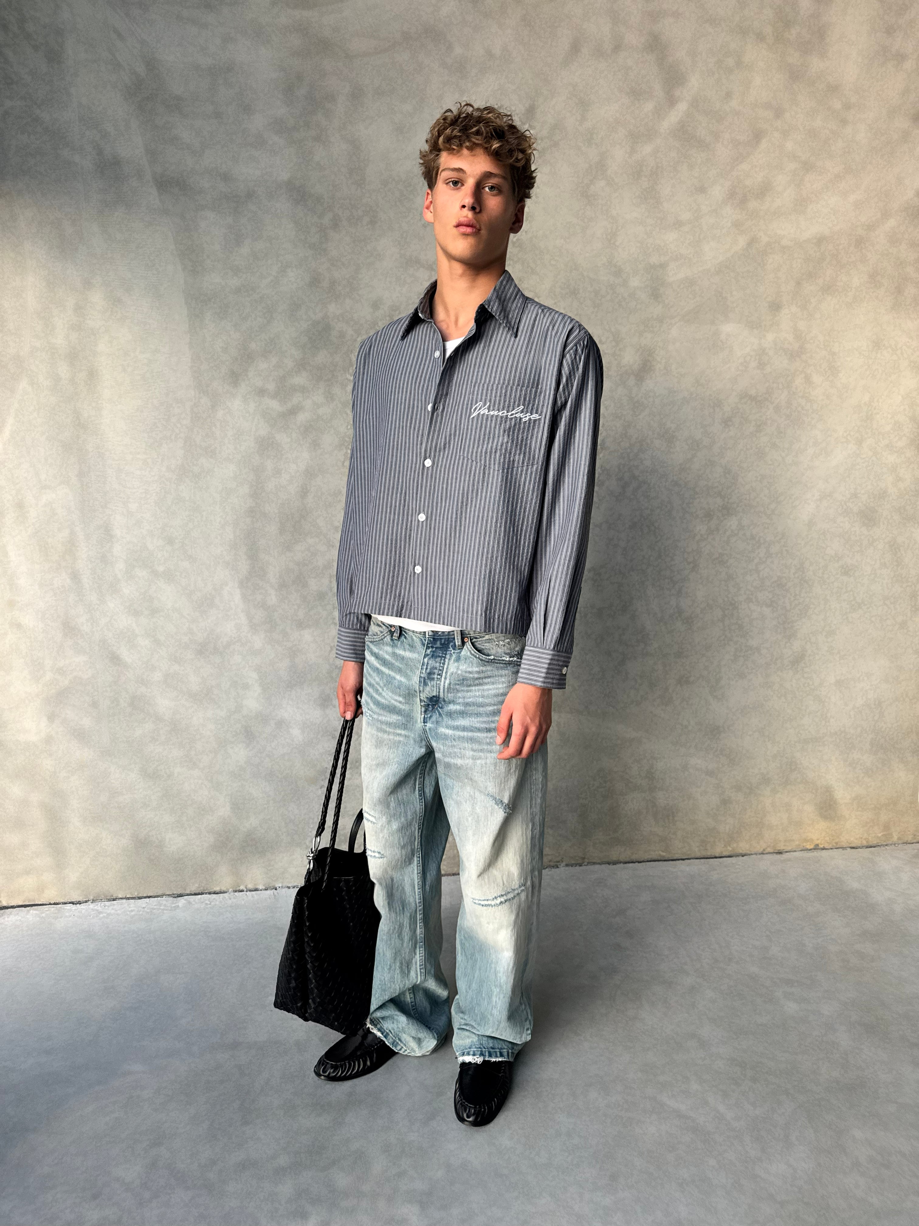Striped Signature Long Sleeve Shirt - Slate