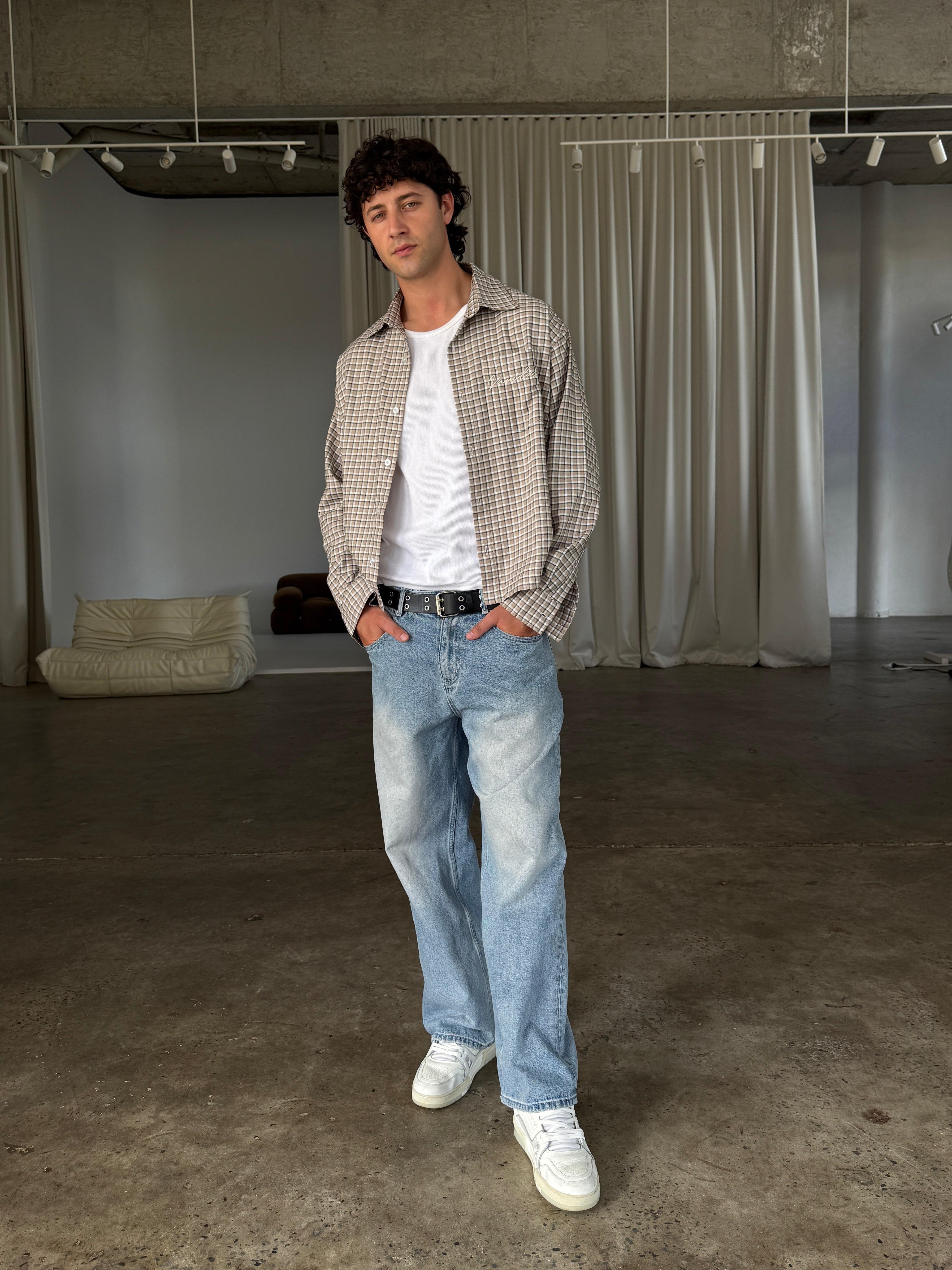 Plaid Signature Long Sleeve Shirt - Stone