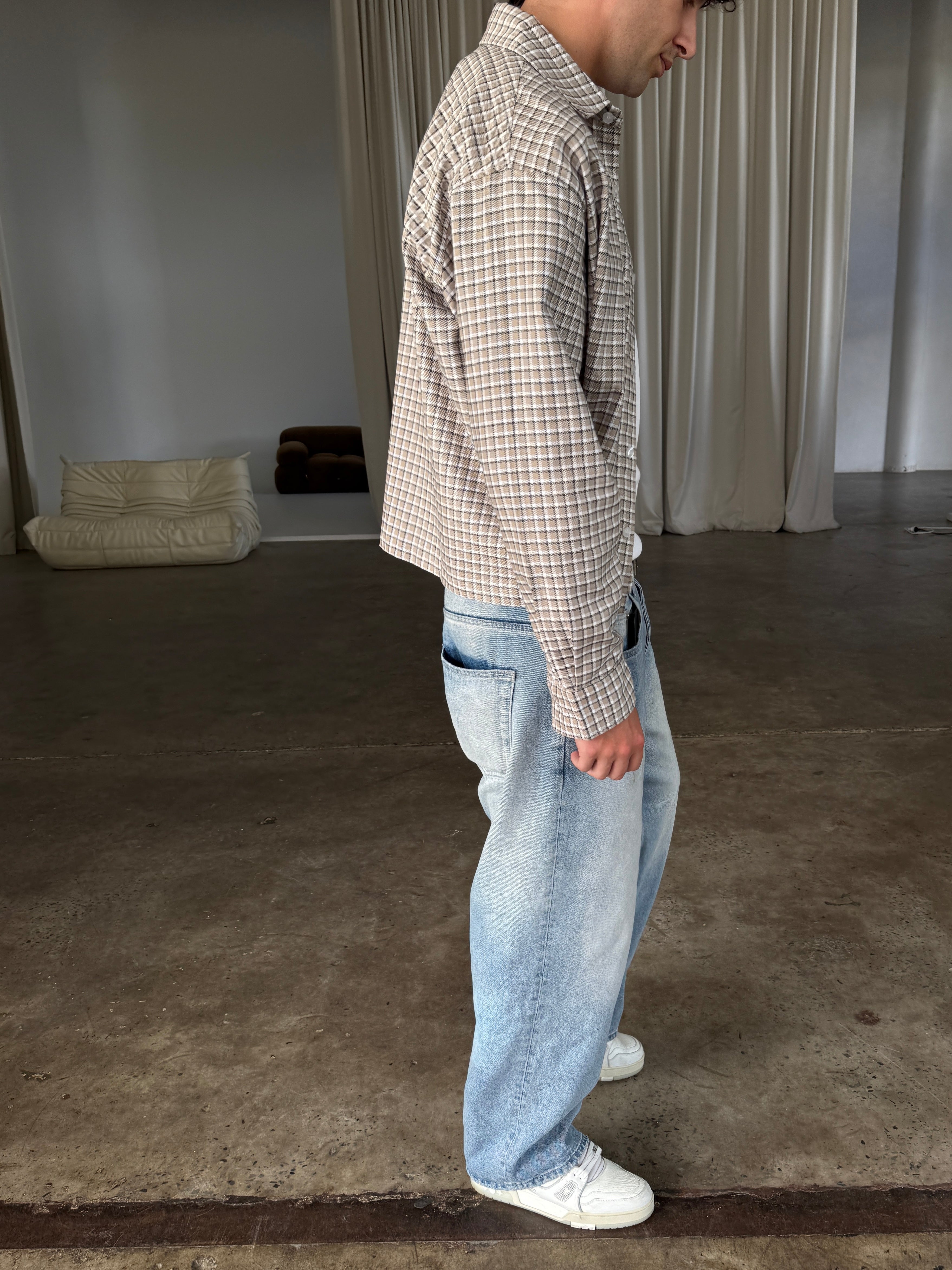 Plaid Signature Long Sleeve Shirt - Stone