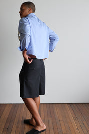 Tailored Double Pleated Shorts - Charcoal