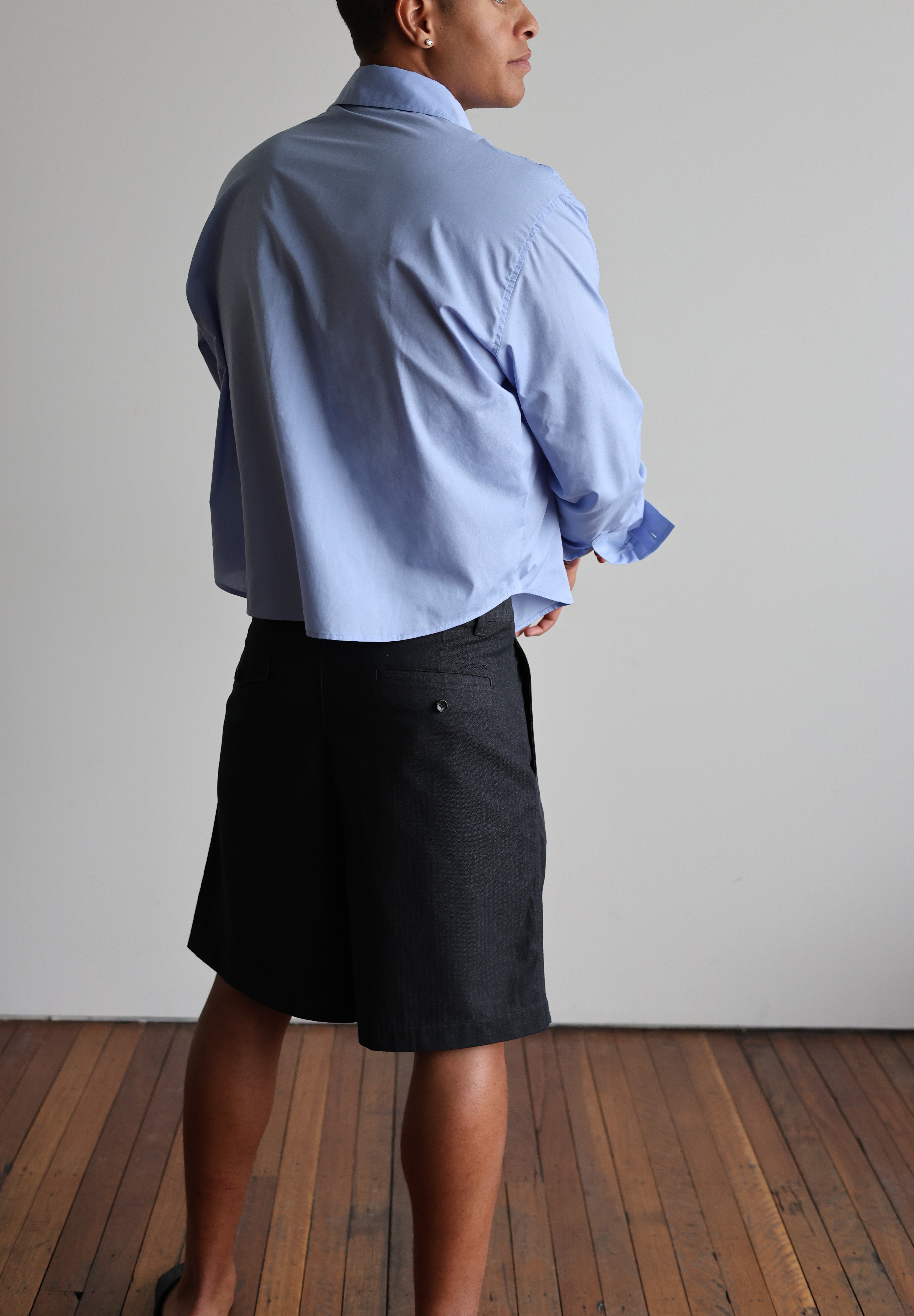 Tailored Double Pleated Shorts - Charcoal