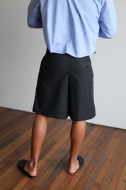 Tailored Double Pleated Shorts - Charcoal