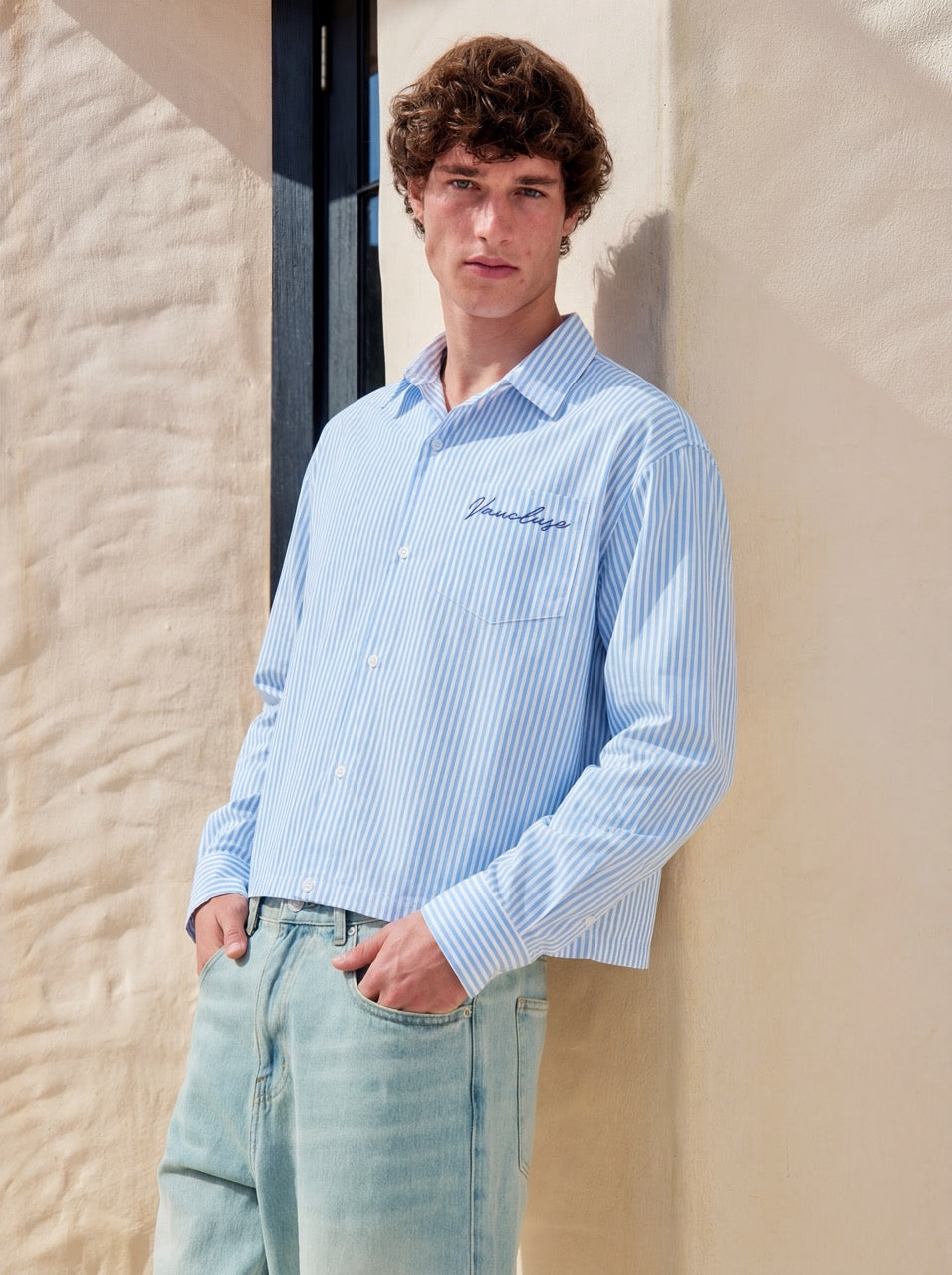 Striped Signature Long Sleeve Shirt - White/Dark Blue – VAUCLUSE