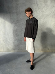 Striped Long Sleeve T-Shirt - Black/White