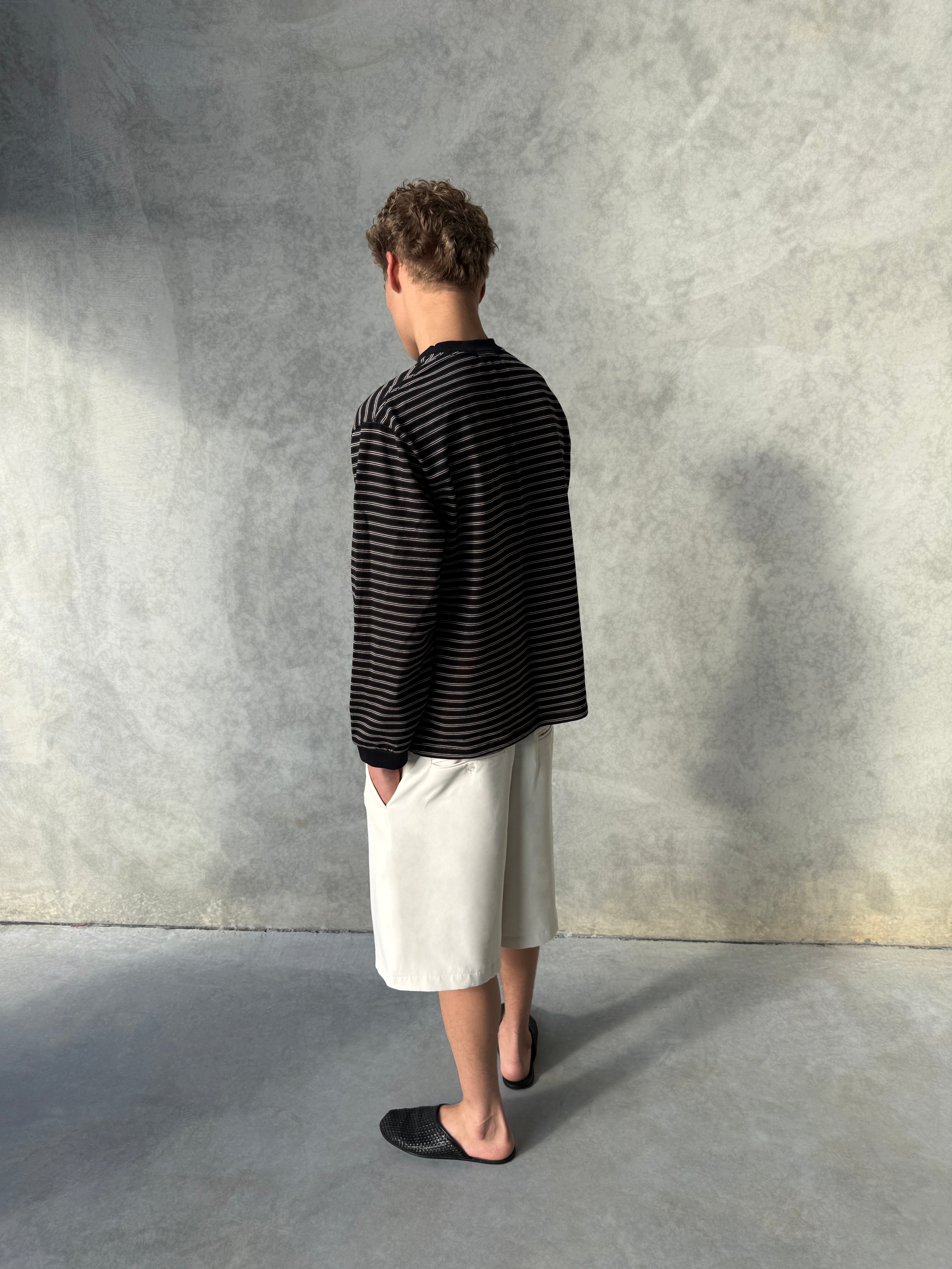 Striped Long Sleeve T-Shirt - Black/White