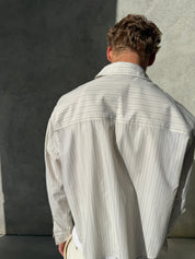PRE - ORDER Striped Signature Long Sleeve Shirt - Beige/Black