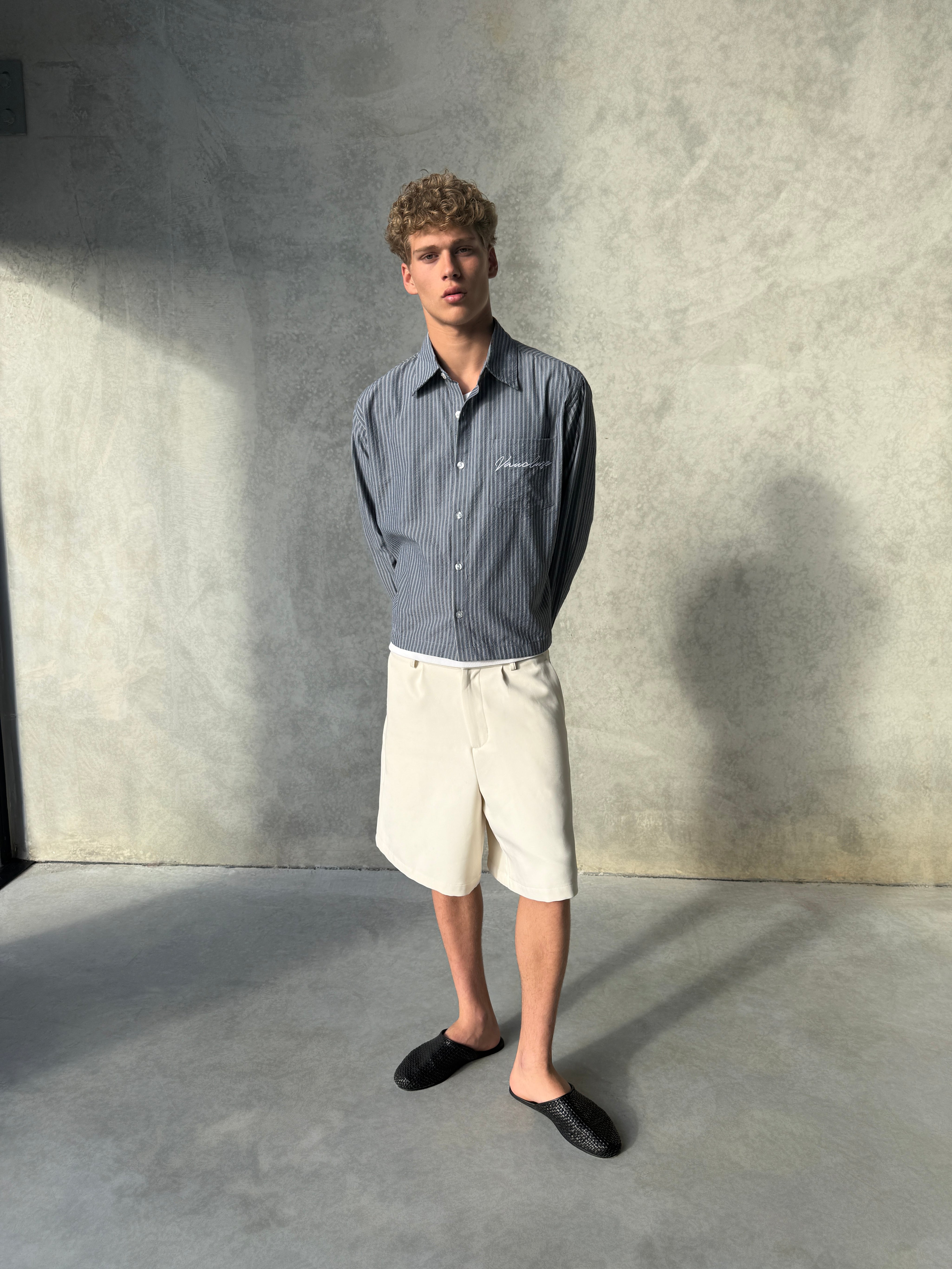 Striped Signature Long Sleeve Shirt - Slate