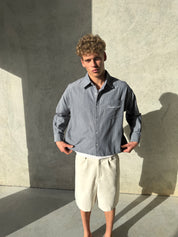 Striped Signature Long Sleeve Shirt - Slate