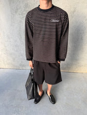 Striped Long Sleeve T-Shirt - Black/White